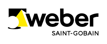 Weber Saint-Gobain Unternehmenslogo mit gelbem Dreieck.